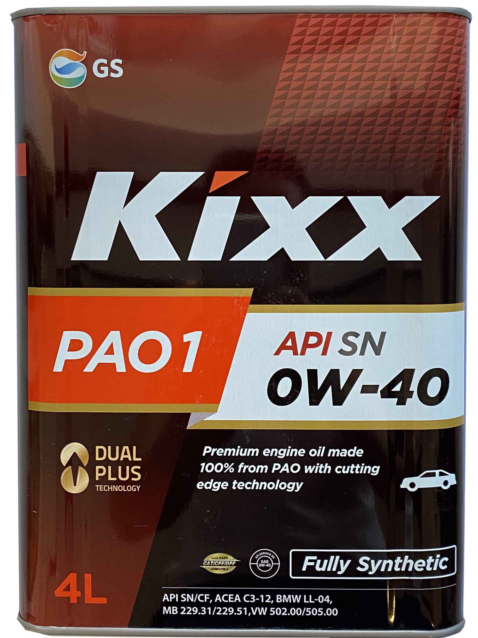 Dầu Kixx PAO 1 0W-30 & 0W-40 API SN ACEA A5/B5-12