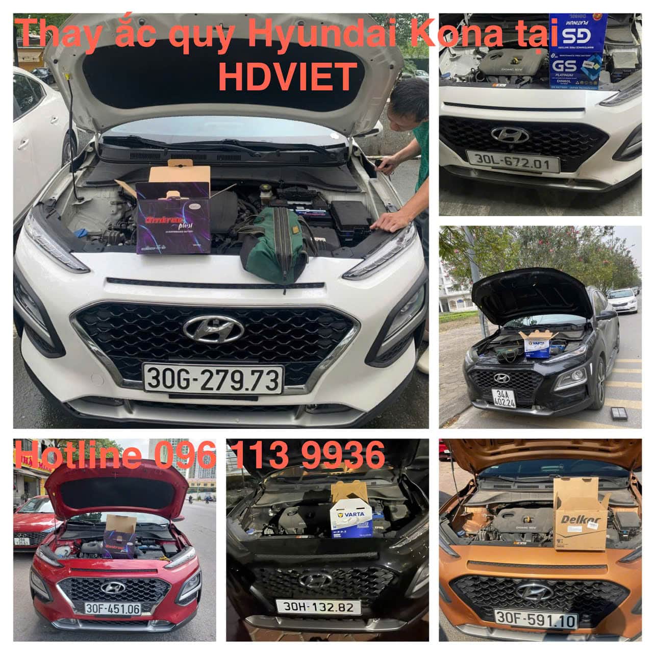 Thay ắc quy Hyundai Kona thực tế tại HD Việt