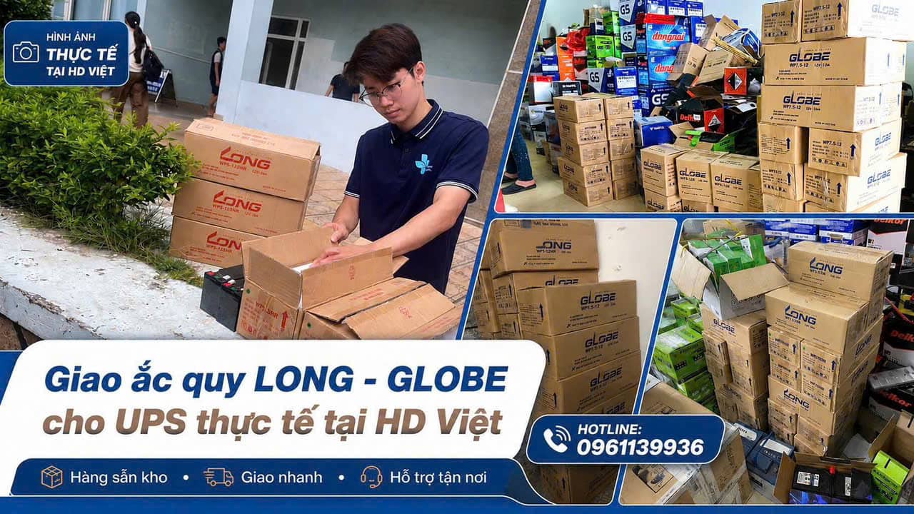Hình ảnh mua bán ắc quy Globe cho UPS thực tế tại HD Việt