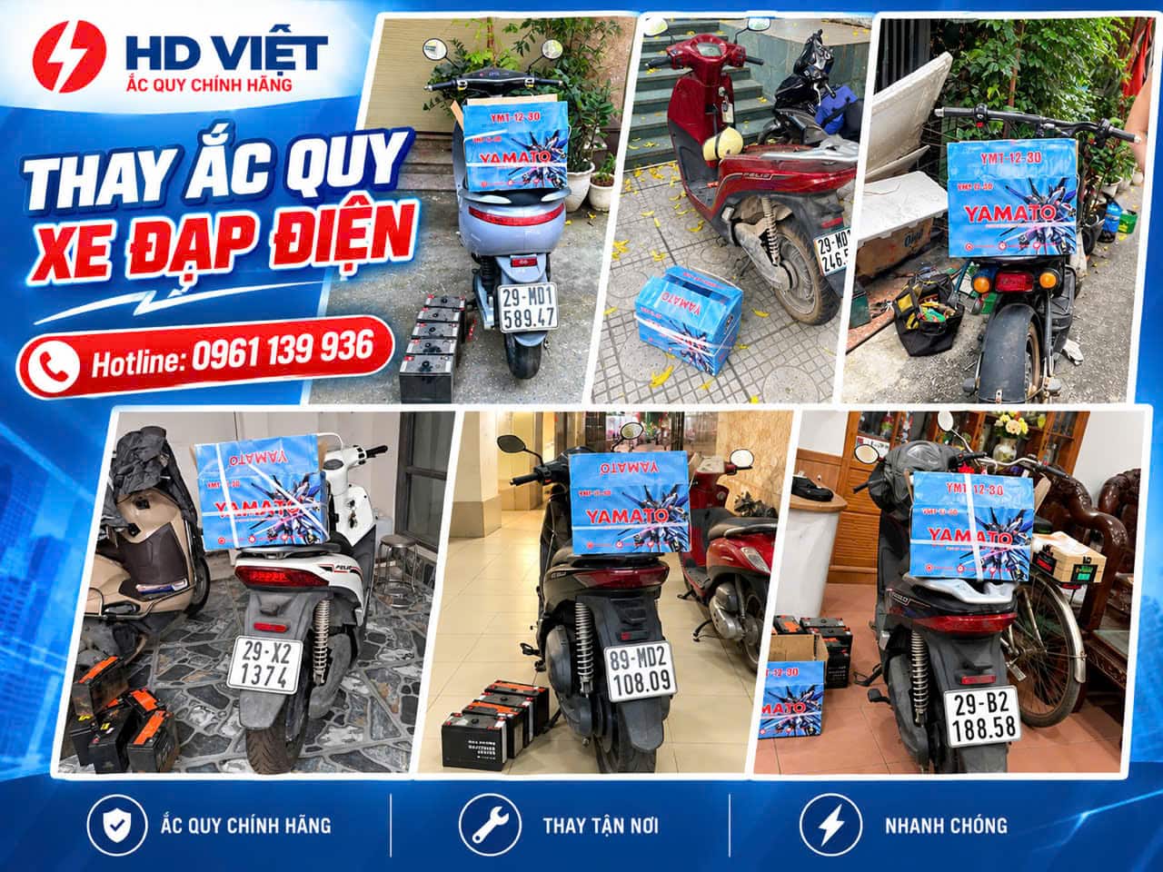 Thay ắc quy xe đạp điện thực tế tại Từ Liêm của HD Việt